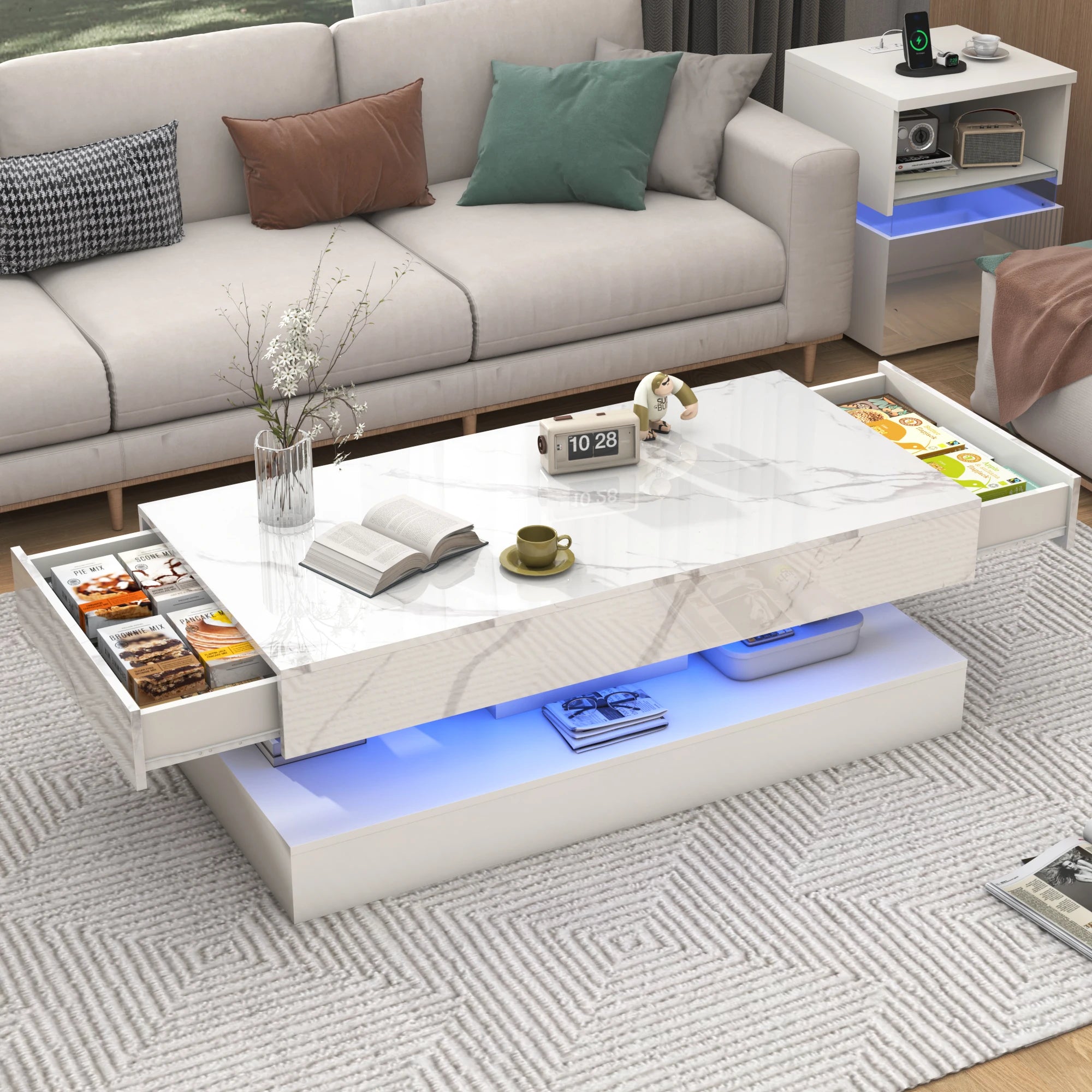 Modern  Coffee Table with LED lights