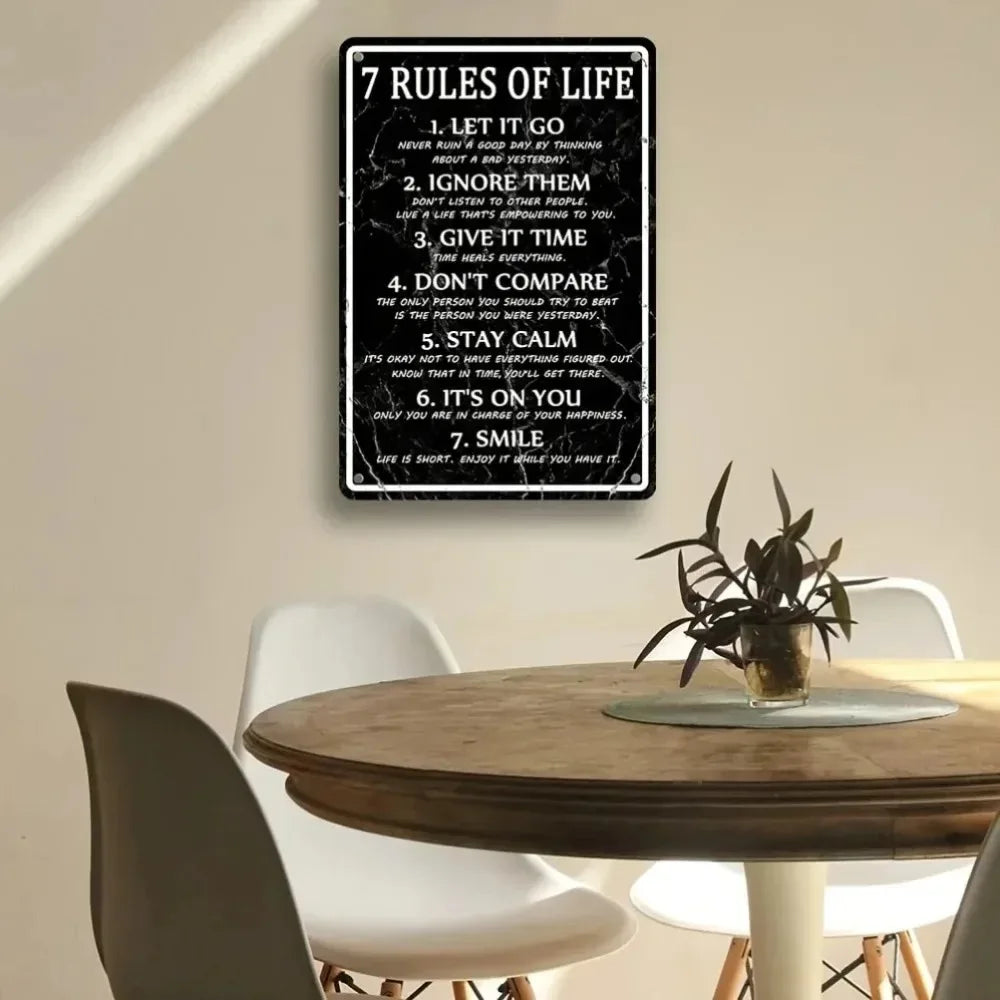 Men's 7 Rules of Life Metal Tin Sign