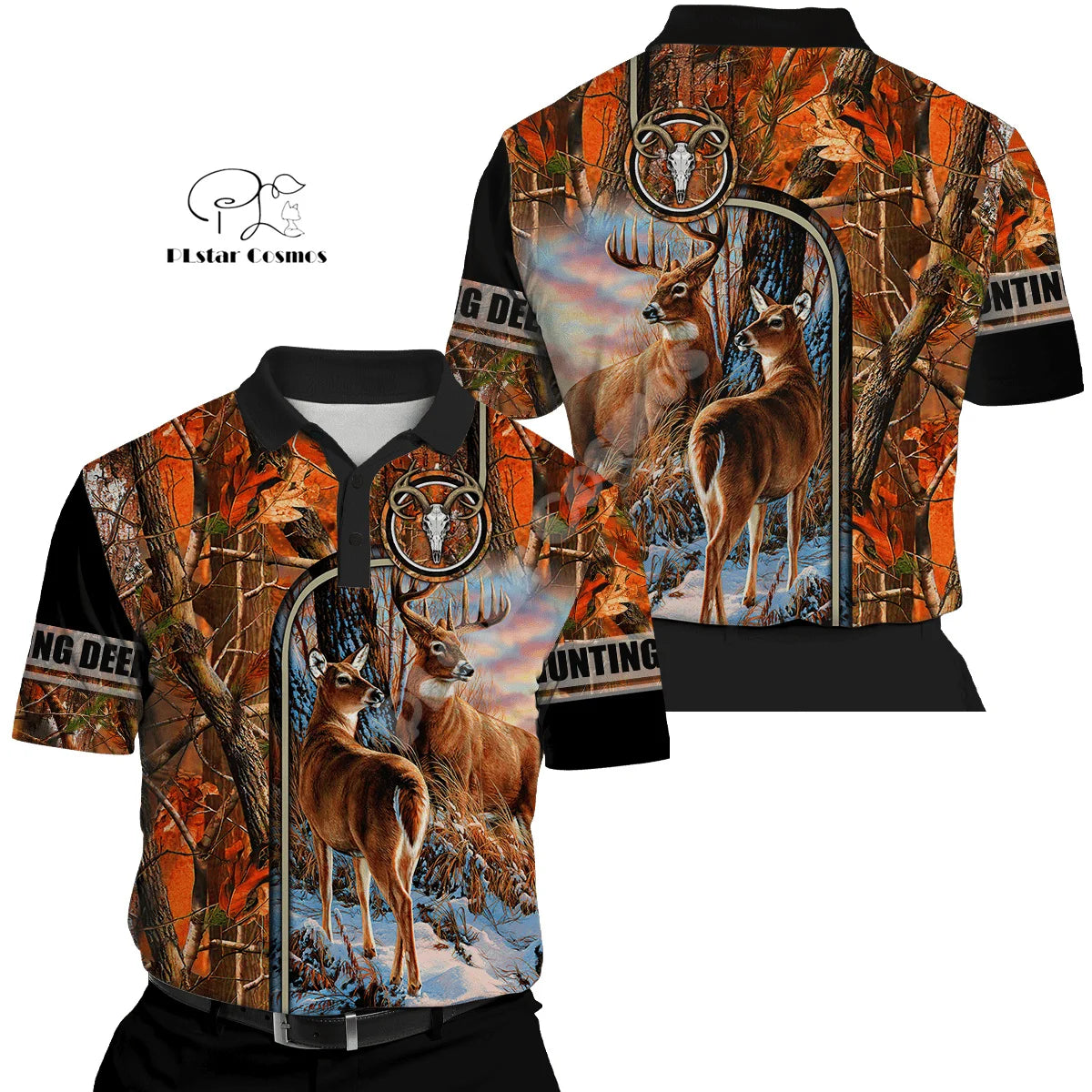 Custom Name Deer Hunting Camo Casual Collar Polo Shirts Short Sleeves