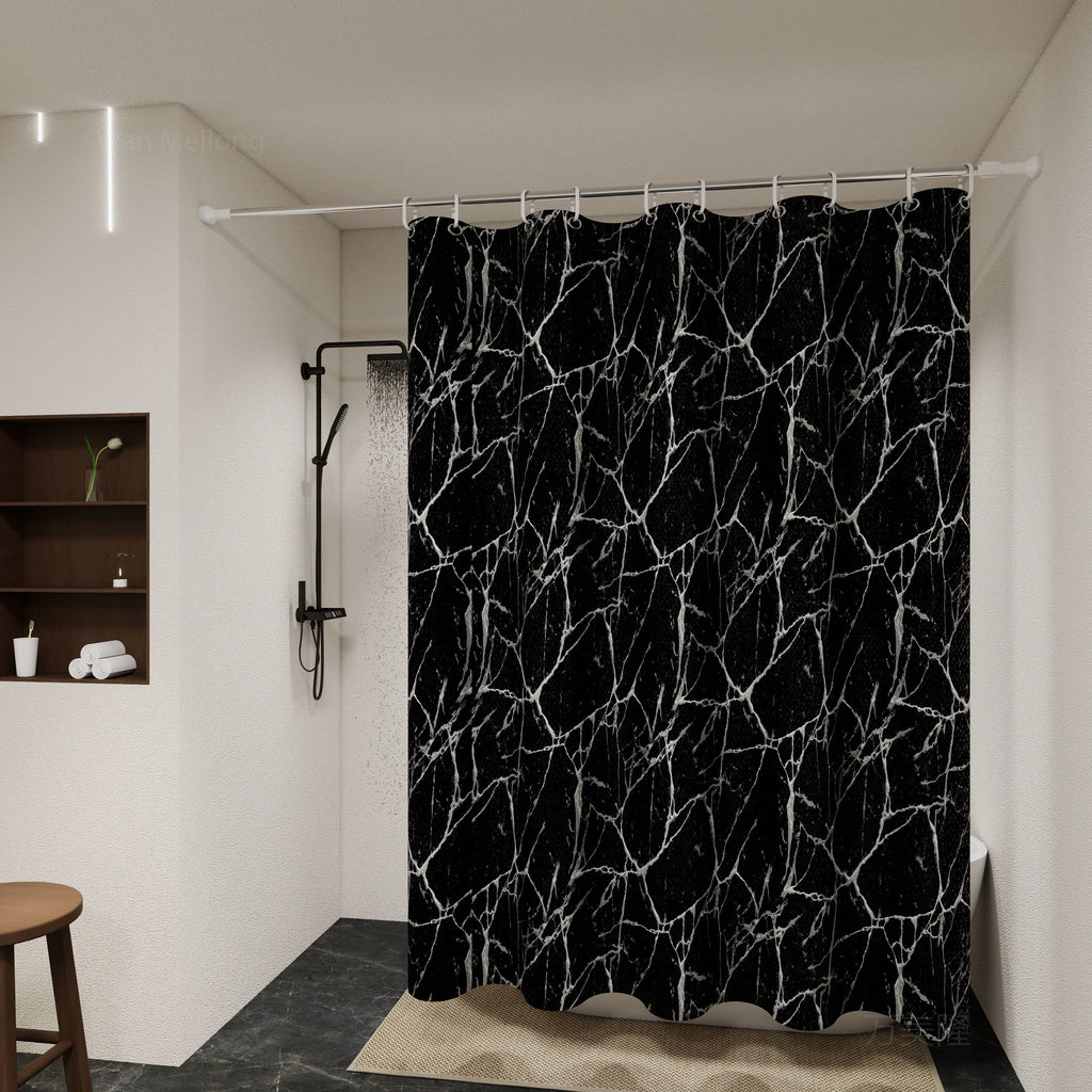 black marble shower curtain