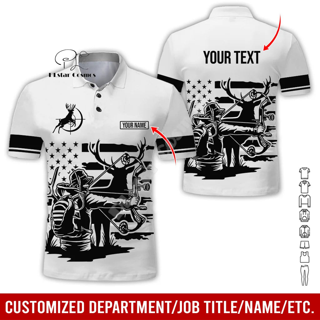 Custom Name Deer Hunting Camo Casual Collar Polo Shirts Short Sleeves
