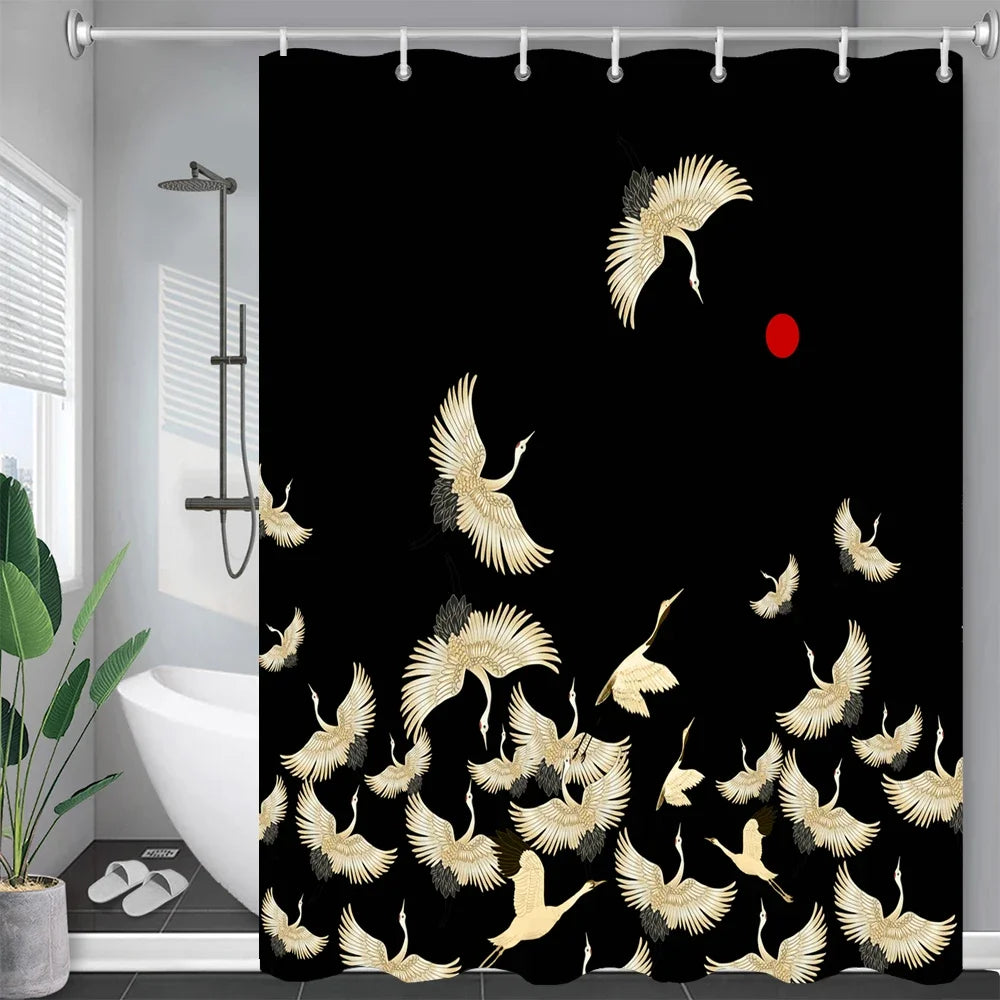 Chinese Style Flower and Birds Tree Shower Curtains