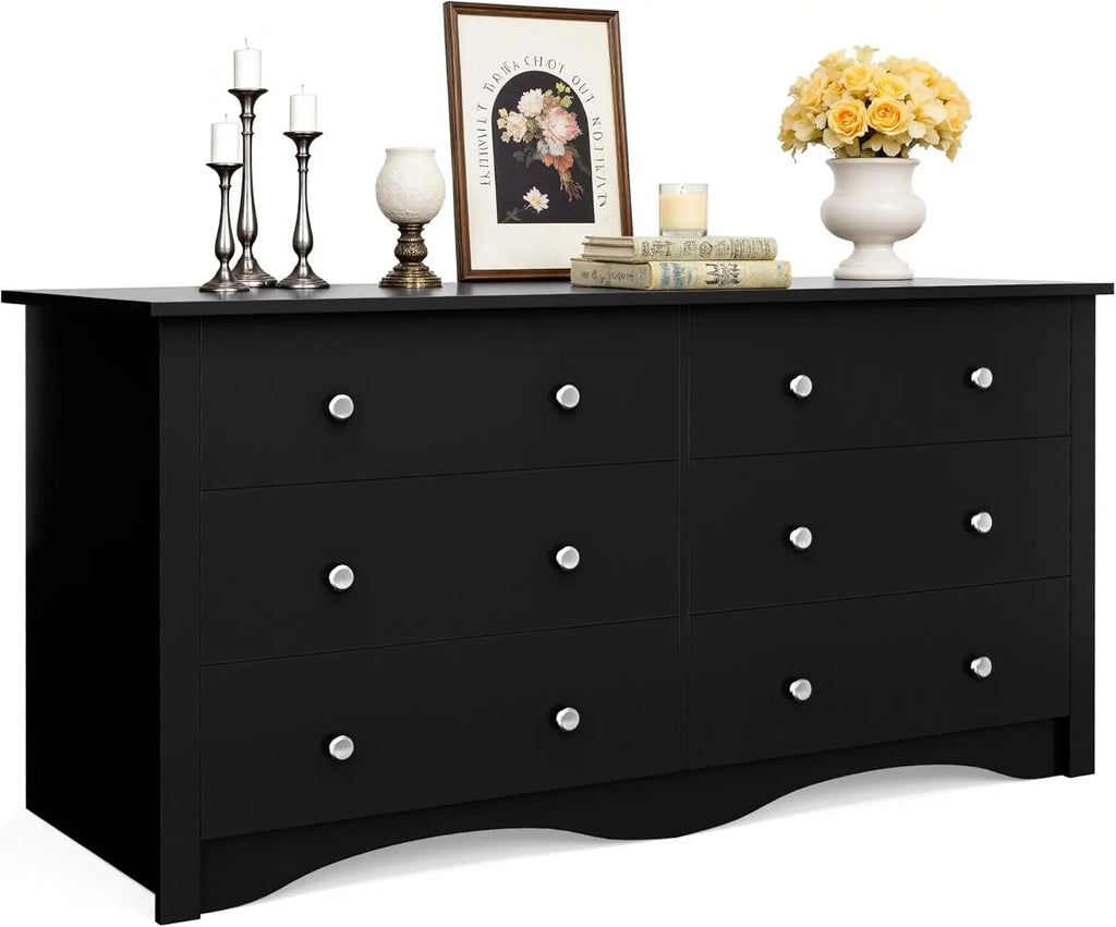 Dresser for Bedroom, 6 Wood Dresser Drawers