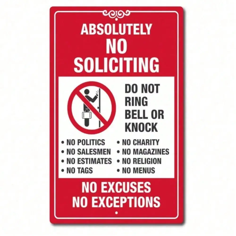 No Soliciting Sign No Exceptions Dont Knock Front Door Home Business Security-Aluminum