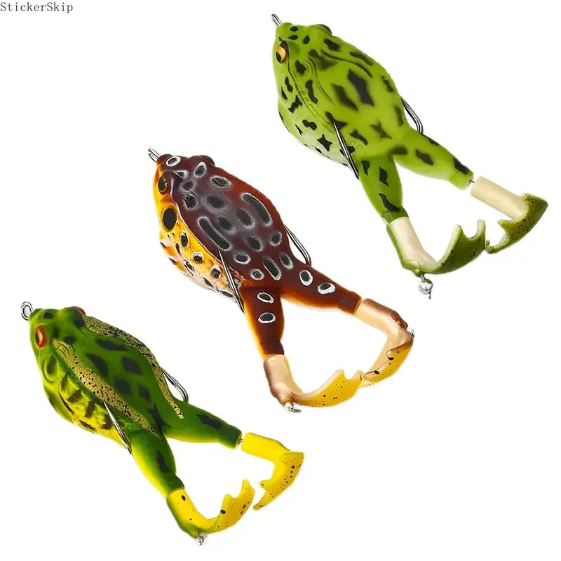 silicone floating bait with double propeller legs, lead-free.