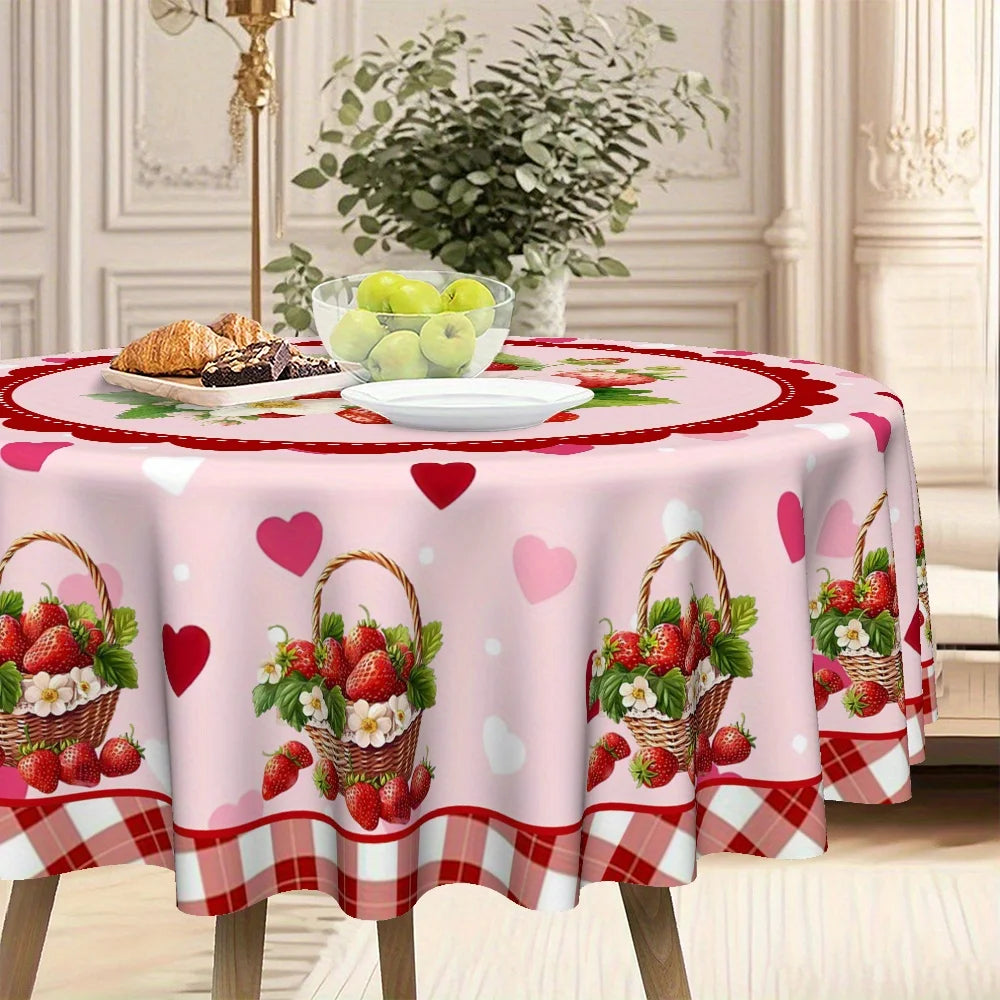 Strawberry White Flower Design Tablecloth