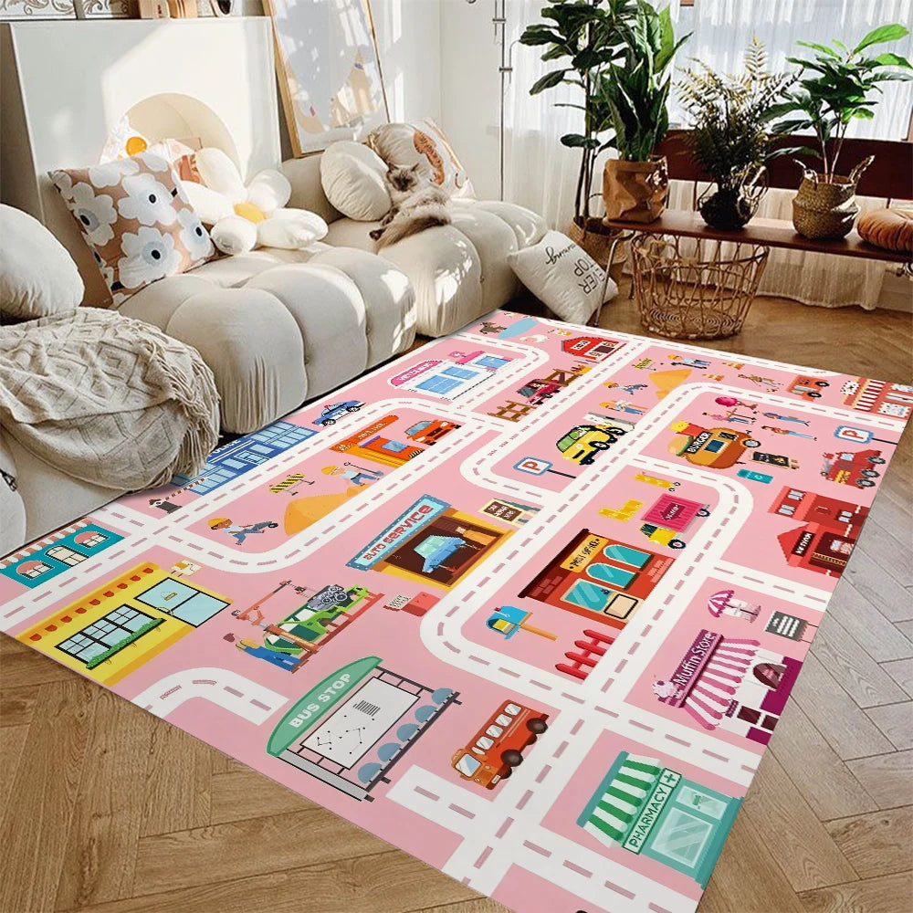 Car Play Mat for Boys and Girls Highway City Traffic Themed