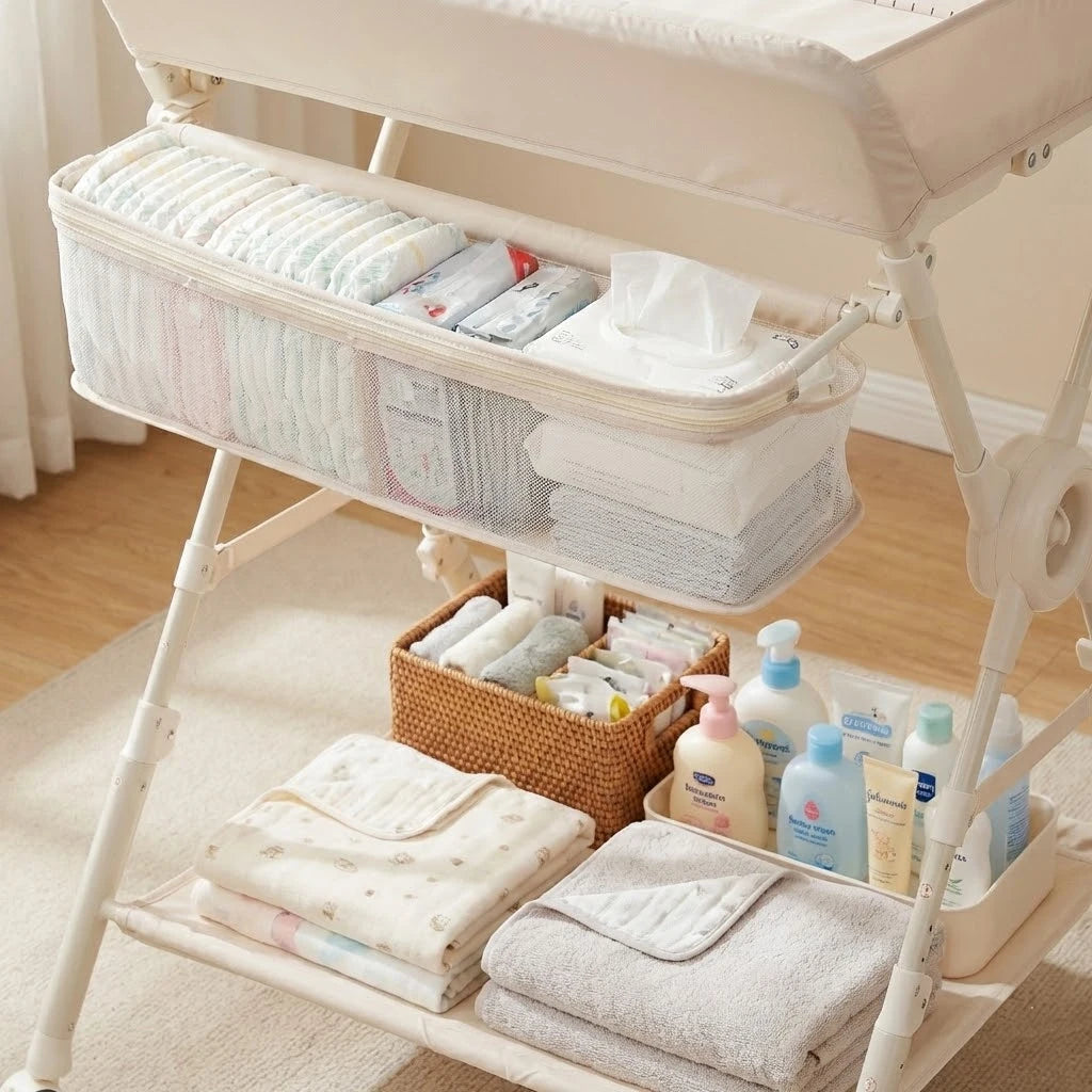 Portable Foldable Baby Changing Table with Wheels