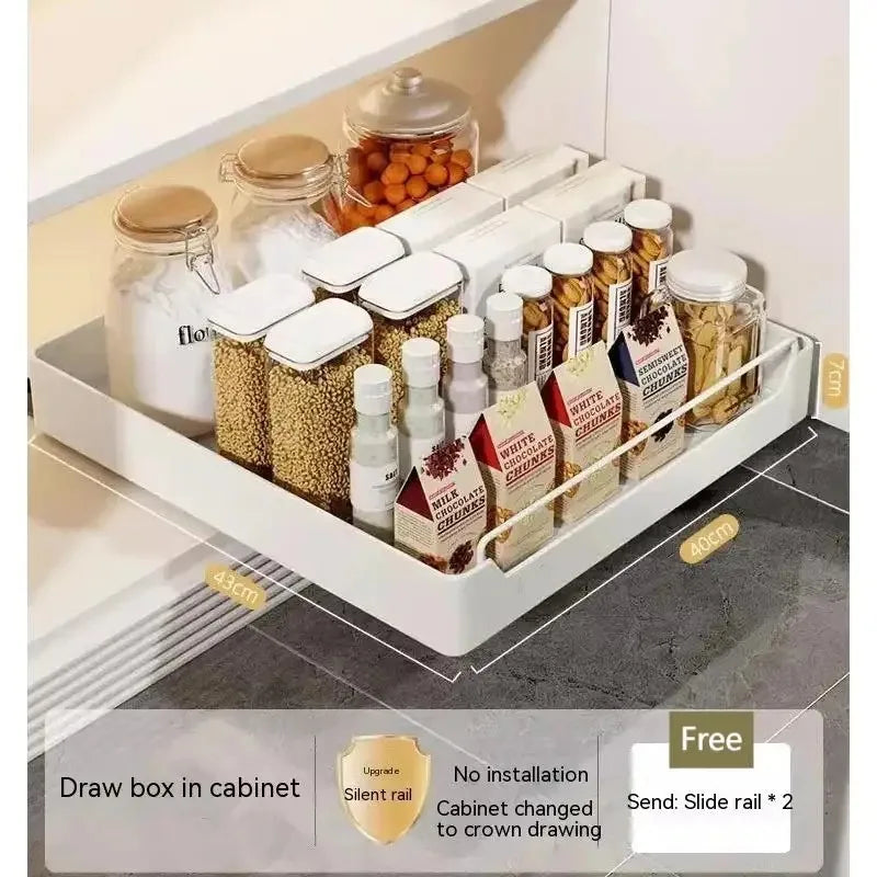 Kitchen Pull-out Drawers with Tray Spice Storage & Pot Organizer