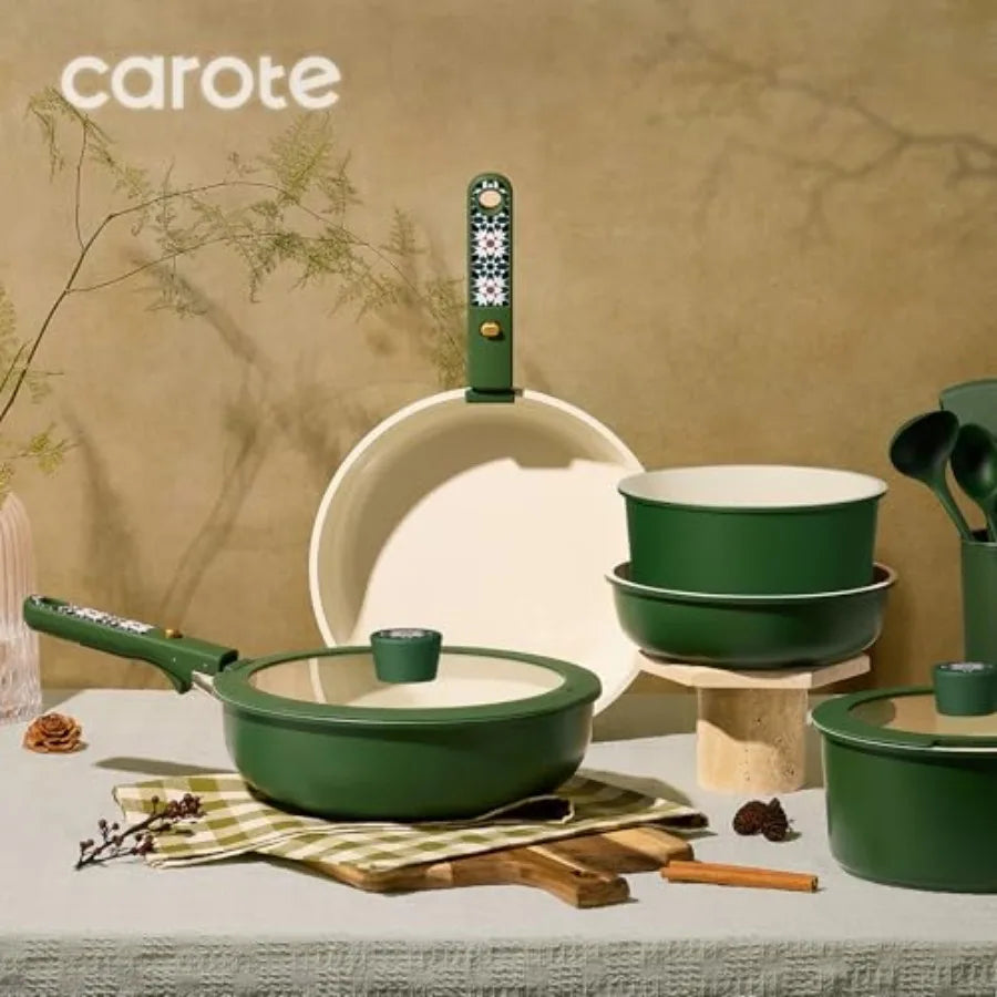 Ceramic Cookware Set, Pots and Pans Set Nonstick, Non-Toxic Cookware Detachable Handle