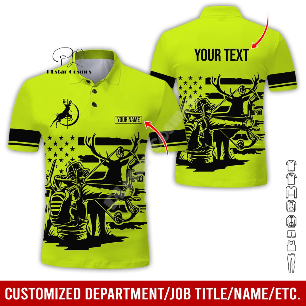 Custom Name Deer Hunting Camo Casual Collar Polo Shirts Short Sleeves