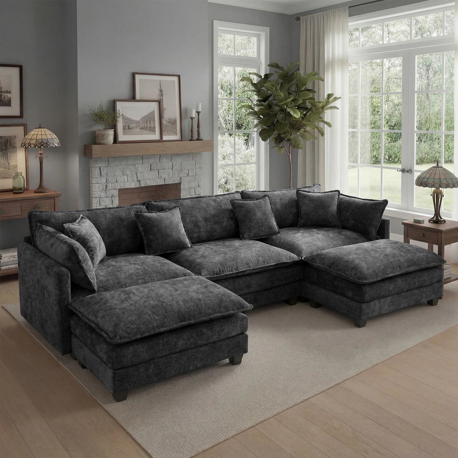 Sectional Sofa with Ottoman